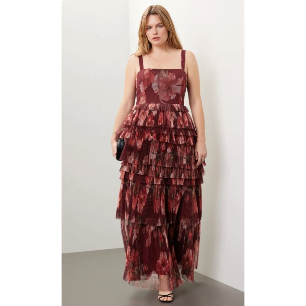 Hutch Nalina Floral Tiered Tulle Maxi Dress Size 14